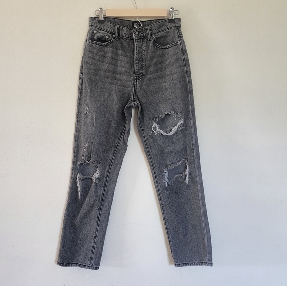 Urban Outfitters BDG button fly charcoal gray distressed slim straight jeans - Picture 1 of 7